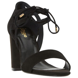 Dune Wide Fit Moroco Block Heeled Sandals, Black Suede